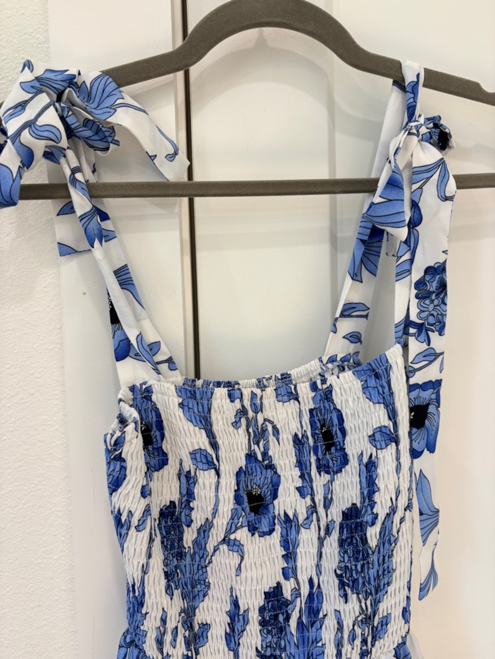 Blue Floral Smocked Maxi Dress - Women - Picture 6 of 10